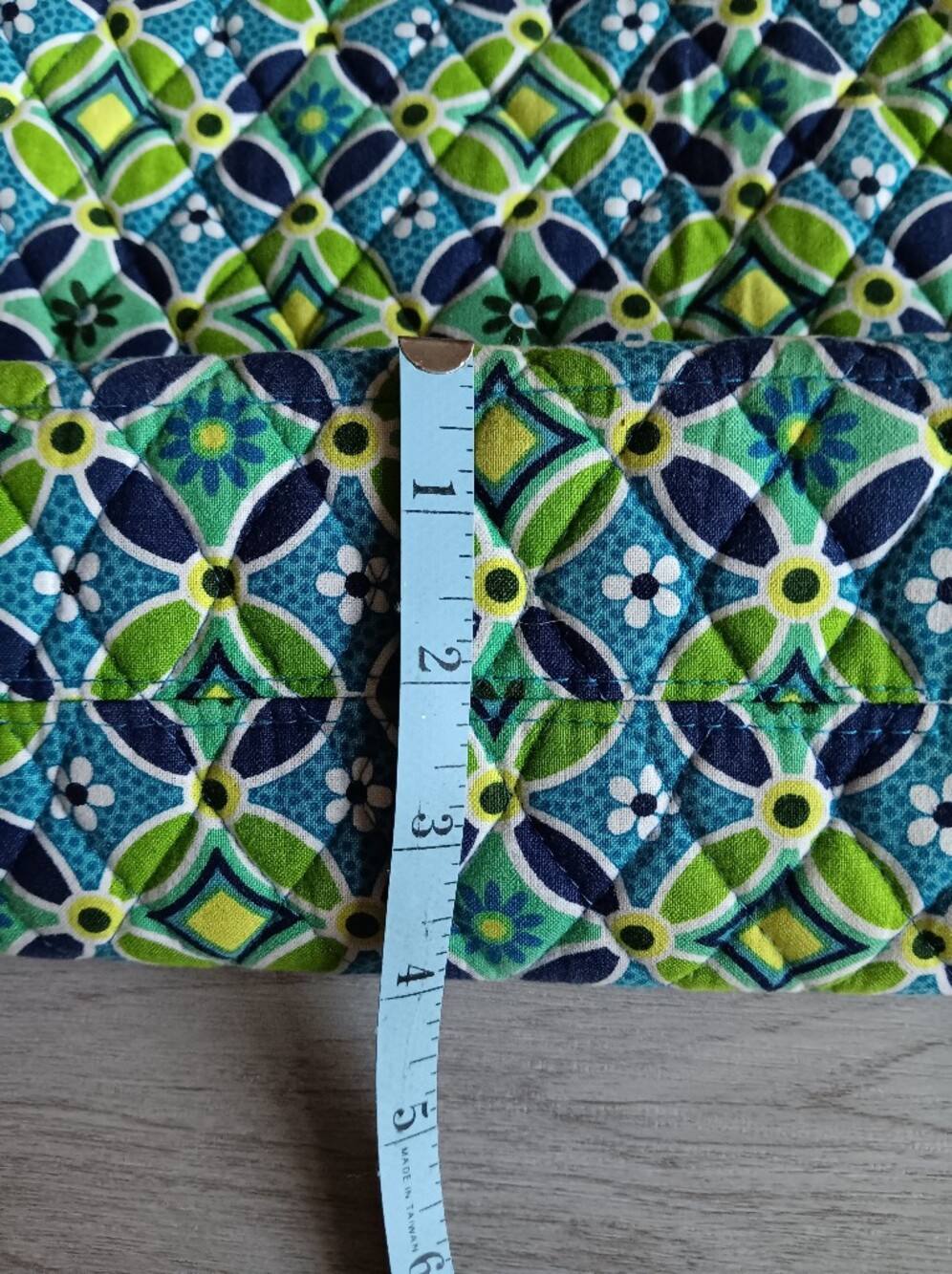 Vera Bradley Daisy Daisy Geometric Floral Tote Bag Double Handle Green Blue 13" - Picture 8 of 13